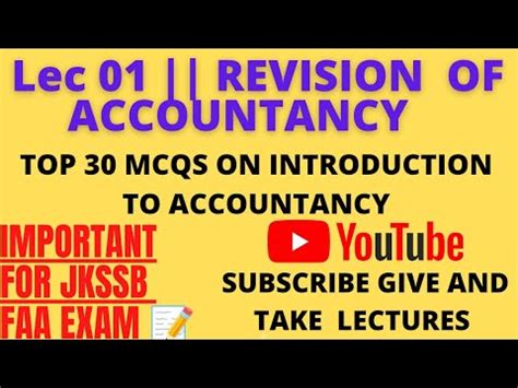 Lec 01 TOP 30 MCQS ON BASIC ACCOUNTING REVISION SERIES OF