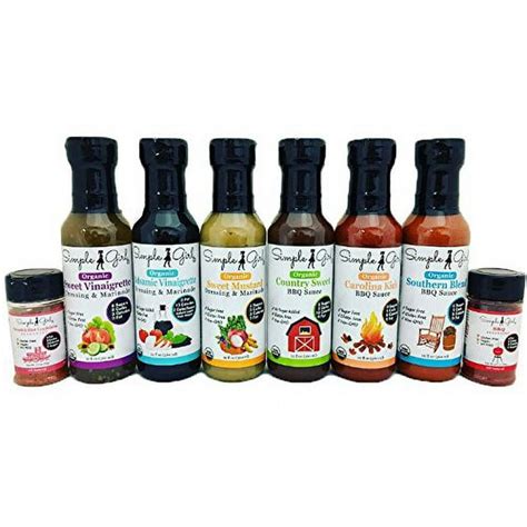 Simple Girl Organic Gourmet Stf9 Deluxe Set Organic Bbq Sauces Sugar Free Low Sugar