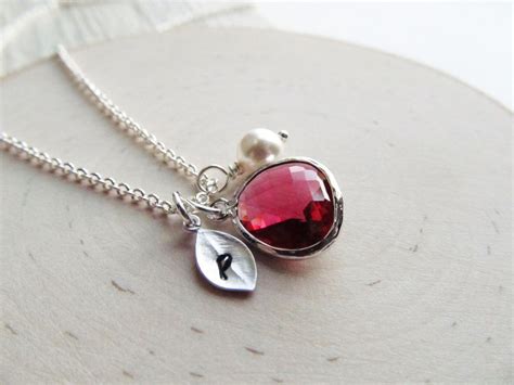 July Birthstone Necklace Ruby Necklace Birthstone Necklace Etsy