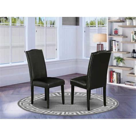 East West Furniture Black Parson Dining Room Chairs Nailhead Trim