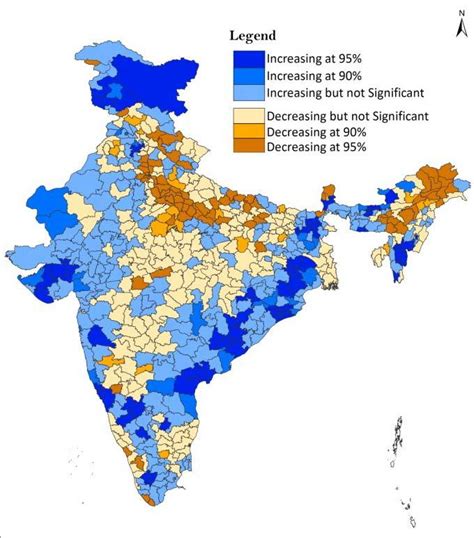 District Wise Trend In Annual Rainfall For The Period