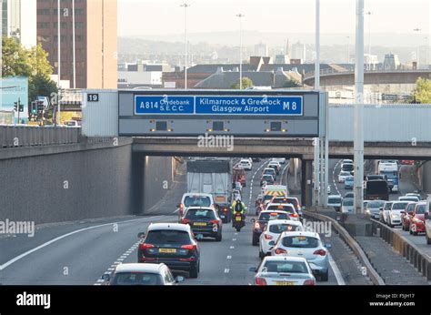 Traffic On The M8 Motorway In Anderston Glasgow Stock Photo Alamy