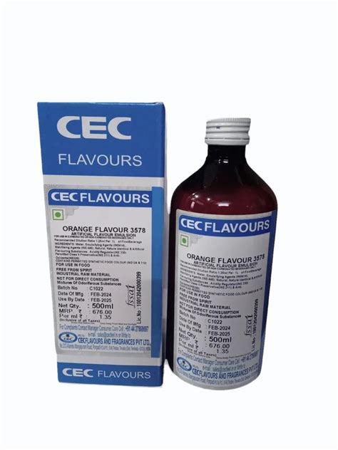 Form Liquid CEC Orange Flavour For Food Flavor Packaging Size 500