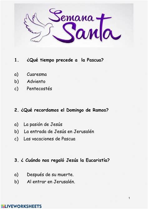 Ejercicio De Juegos Sobre La Semana Santa Artofit