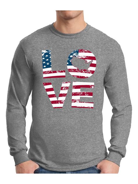 Awkward Styles Men S Love American Flag Graphic Long Sleeve T Shirt Tops Usa Flag Stars And