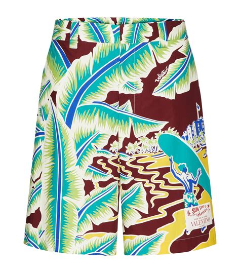 Mens Valentino Garavani Multi X Sun Surf Printed Bermuda Shorts