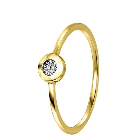 Karaat Geelgouden Ring Met Diamant Ct Lucardi Nl