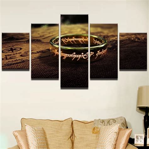 5 Pieces The lord of the rings on map Canvas Painting on canvas prints ...