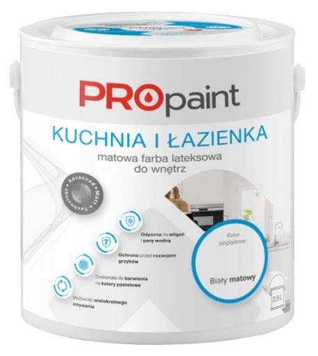 FARBA PROPAINT KUCHNIA ŁAZIENKA BIAŁA 2 5L PROPAINT KUCHNIA I ŁAZIENKA