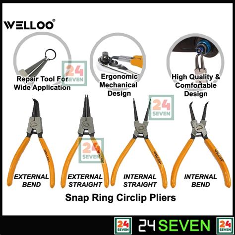 WELLOO CIRCLIP PLIER 7 SNAP RING PLIER EXTERNAL INTERNAL CIRCLIP PLIER