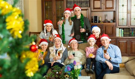 Happy Big Family Celebrates Christmas Stock Photo - Image of parent ...