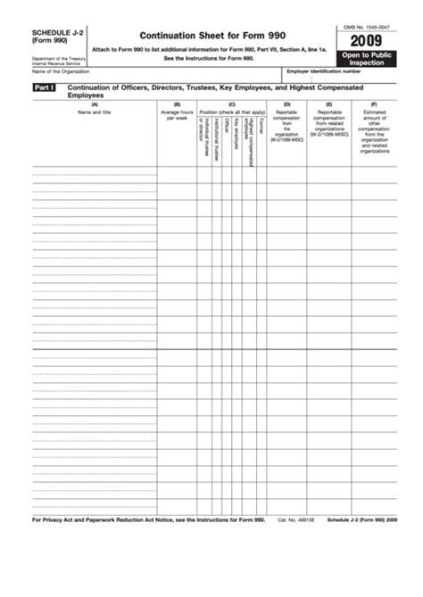 Fillable Schedule J 2 Form 990 Continuation Sheet For Form 990