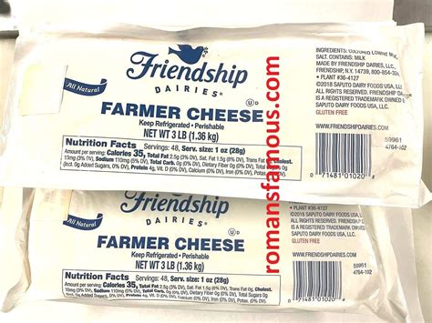 Friendship Dairies Farmer Cheese Na Piero Ki Lb Loaf Us Seller