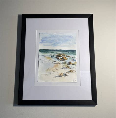 Hand Painted Watercolor Painting With Frame Seascape True Confections