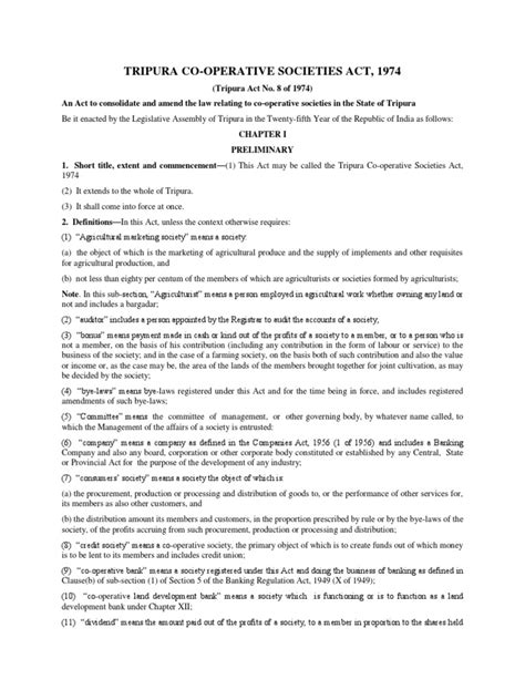 Tripura Co Operative Societies Act 1974 Pdf Liquidation Business