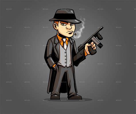 Mafia Guy Cartoon Mascot Graphics Graphicriver