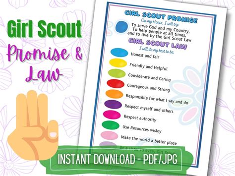 Promise And Law Girl Scout Daisy Printable Digital Etsy