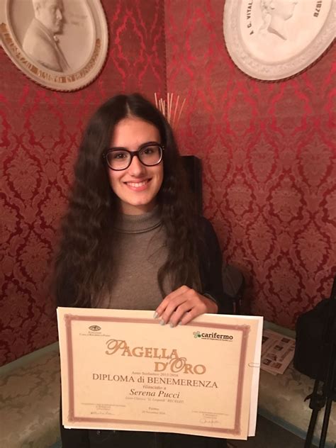 Serena Pucci Ha Vinto Il Premio Pagella D Oro LICEO GIACOMO LEOPARDI