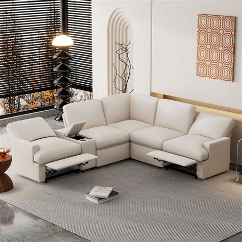 Reclining sectional sofa set polyester taupe – Artofit