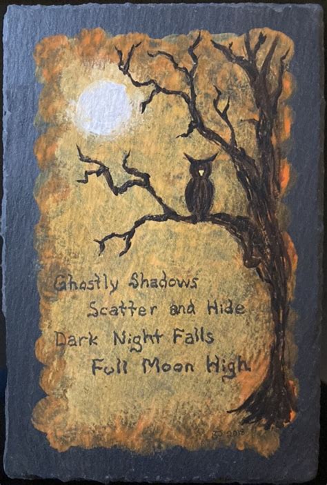 Halloween Table Top Owl In Tree Original Poem Mini Painting On Etsy