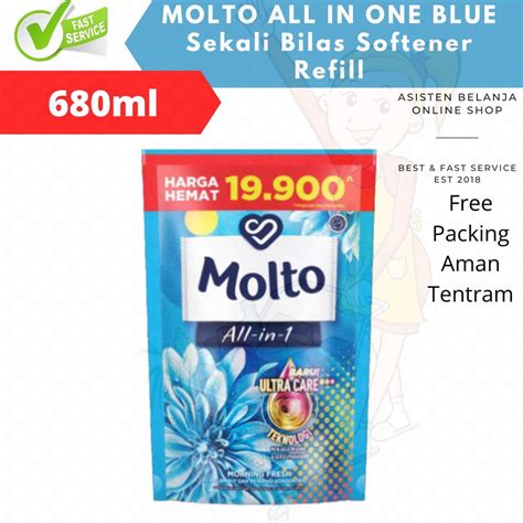 Jual Molto All In 1 One Softener Blue 680 Ml Sekali Bilas Pelembut