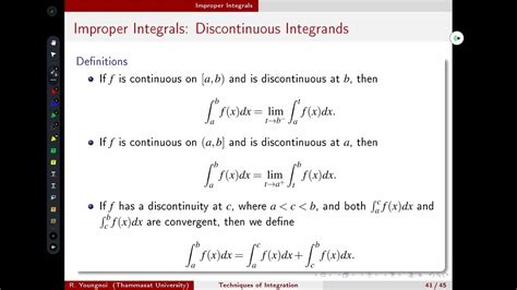 Techniques Of Integration 23 Improper Integrals Discontinuous