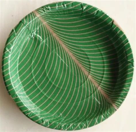 Green Printed Laminated Paper Plate For Event And Party Supplies Size