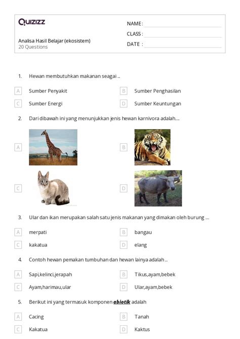 50 Lembar Kerja Ekosistem Untuk Kelas 3 Di Quizizz Gratis And Dapat