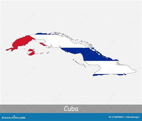 Cuba Map Flag Map Of Cuba With The Cuban National Flag Isolated On