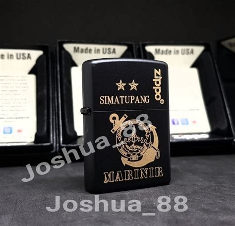 Jual Zippo Korek Api Custom Ukir Logo Marinir Black Matte Gratis Ukir