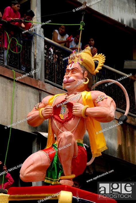 Lord Hanuman Idol Showing Lord Ram Sita In His Heart At Lalbaug Parel