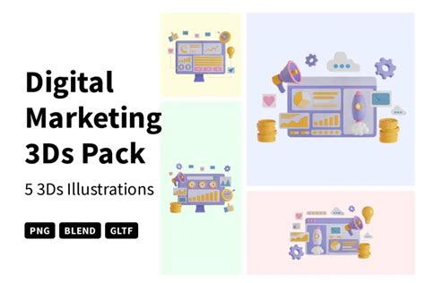 Premium Digital Marketing 3d Illustration Pack From Business 3d