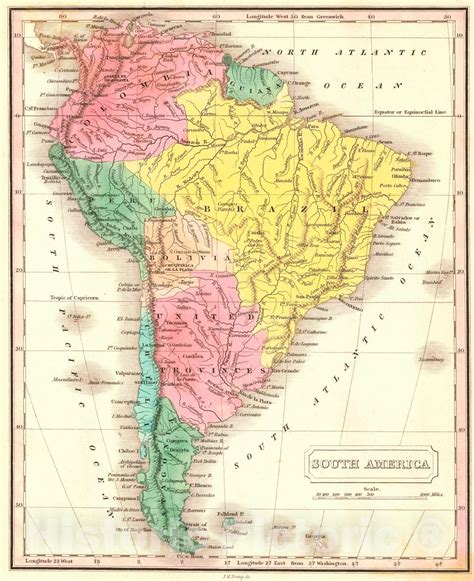 Historic Map : 1830 South America : Vintage Wall Art - Historic Pictoric