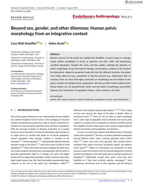 Pdf Beyond Sex Gender And Other Dilemmas Human Pelvic Morphology From An Integrative Context