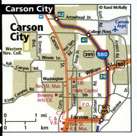 Carson City road map for truck drivers area town toll free highways map ...