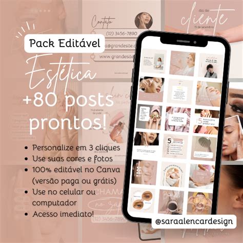 Pack Estética Posts editáveis para o Instagram Sara Alencar Dias