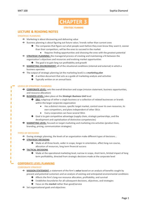 CHAP 3 4 Lecture Notes For Chapter Listed CHAPTER 3 STRATEGIC