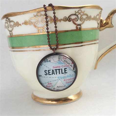 New to roseylittlethings on Etsy: Seattle vintage map necklace/seattle souvenir/map jewelry ...