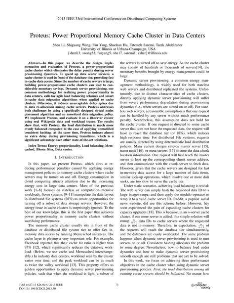 PDF Proteus Power Proportional Memory Cache Cluster In Data Centers