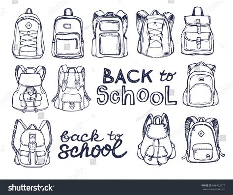 Hand Drawn Vector Set Of Sketch Doodle Backpacks Royalty Free Stock