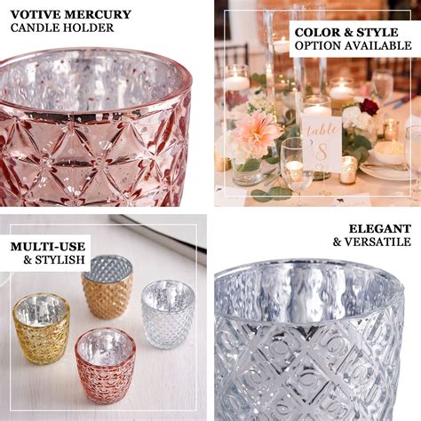 6 Pack 3 Silver Mercury Glass Candle Holders Votive Tealight