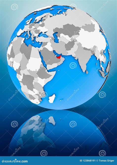 United Arab Emirates On Political Globe Stock Image Image Of