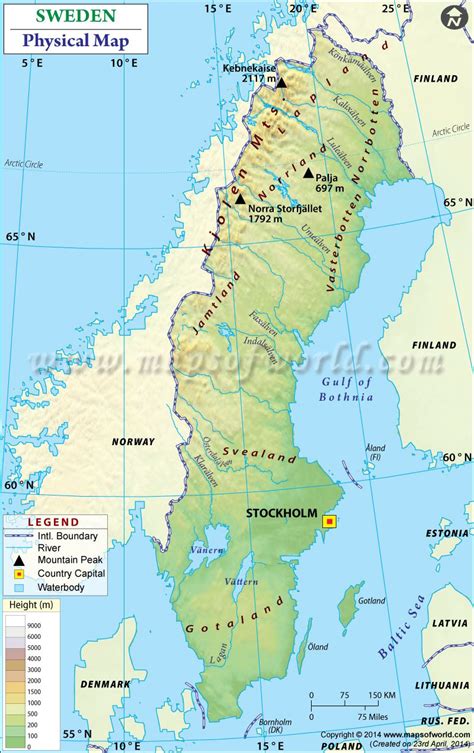 Physical Map of Sweden