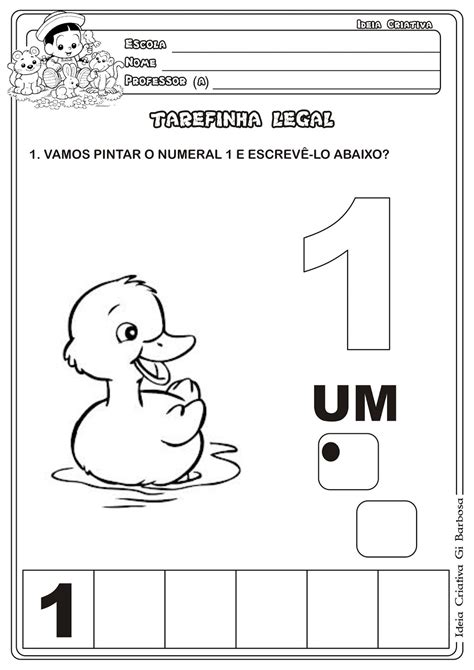 Matem Tica Infantil Atividade Numeral Tem Tica Animais