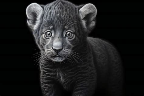 Premium AI Image | A black tiger cub isolated on black background