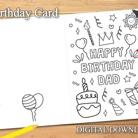 Happy Birthday Dad Coloring Printable Etsy