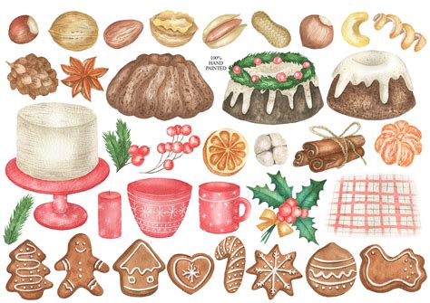 Watercolor Christmas Gingerbread Clipart Hand Painted Cookies Etsy