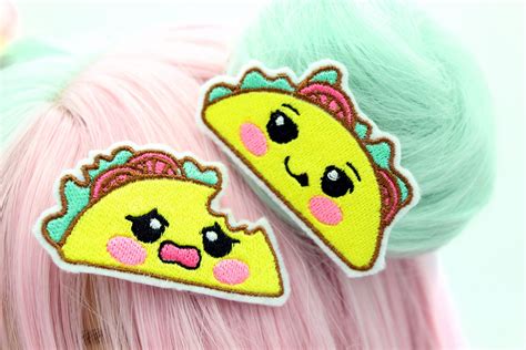 Kawaii Chibi Taco Hair Clip Set Kawaii Hair Candy Kawaii Hair Clips Kawaii Hairstyles