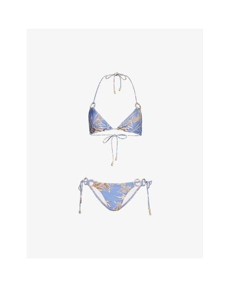 Zimmermann Ottie Floral Pattern Bikini Set In White Lyst