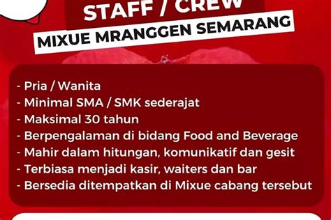 Info Loker Staff Crew Di Mixue Buat Kalian Yang Tertarik Simak